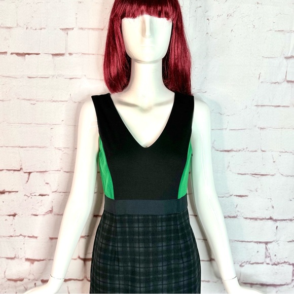 BAILEY 44 Plaid Sheath Cocktail Dress Green and Black Colorblock NWT Size Small - Picture 13 of 16
